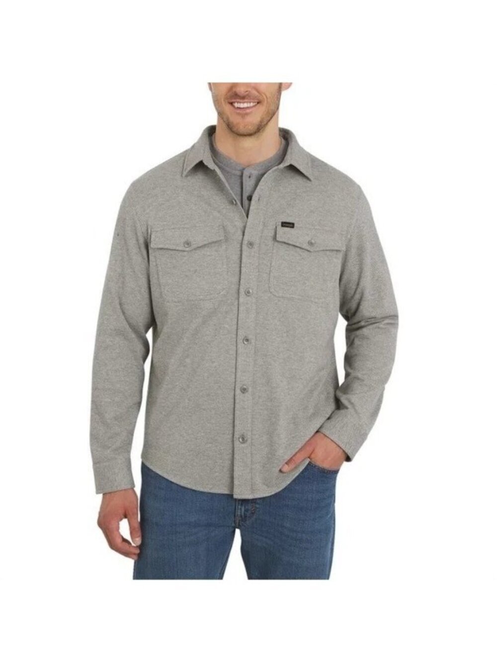 Wrangler Men's M Gray Long Sleeve Button-Up Flannel  Shirt  d1759